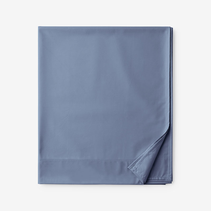 The Company Store Classic Smooth Wrinkle-free Sateen Flat Bed Sheet In Infinity Blue