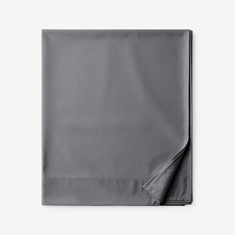 The Company Store Classic Smooth Wrinkle-free Sateen Flat Bed Sheet In Stone Gray