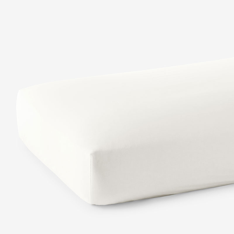 The Company Store Classic Smooth Wrinkle-free Sateen Fitted Bed Sheet In Ivory