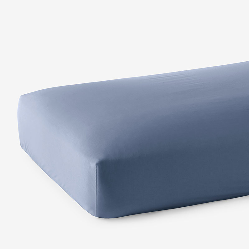 The Company Store Classic Smooth Wrinkle-free Sateen Fitted Bed Sheet In Infinity Blue