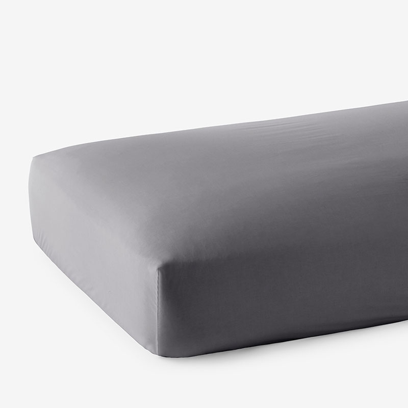 The Company Store Classic Smooth Wrinkle-free Sateen Fitted Bed Sheet In Stone Gray