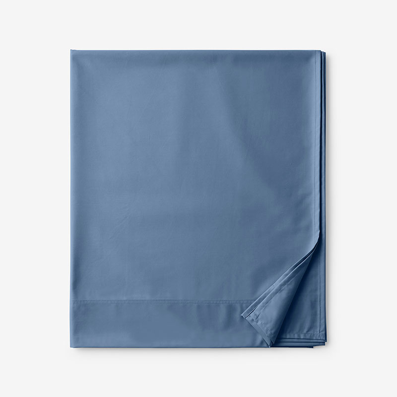 The Company Store Classic Smooth Rayon Made From Bamboo Sateen Flat Bed Sheet In Blue Horizon