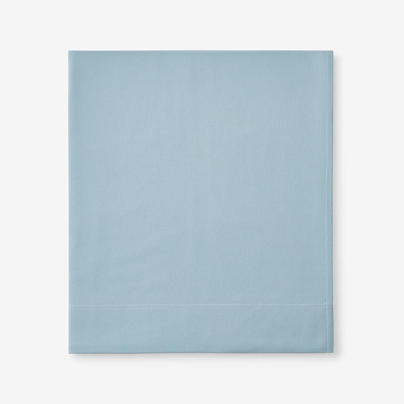 THE COMPANY STORE LUXE ULTRA-COZY COTTON VELVET COTTON FLANNEL FLAT BED SHEET CLOUD BLUE, DEEP POCKET QUEEN | THE COMP