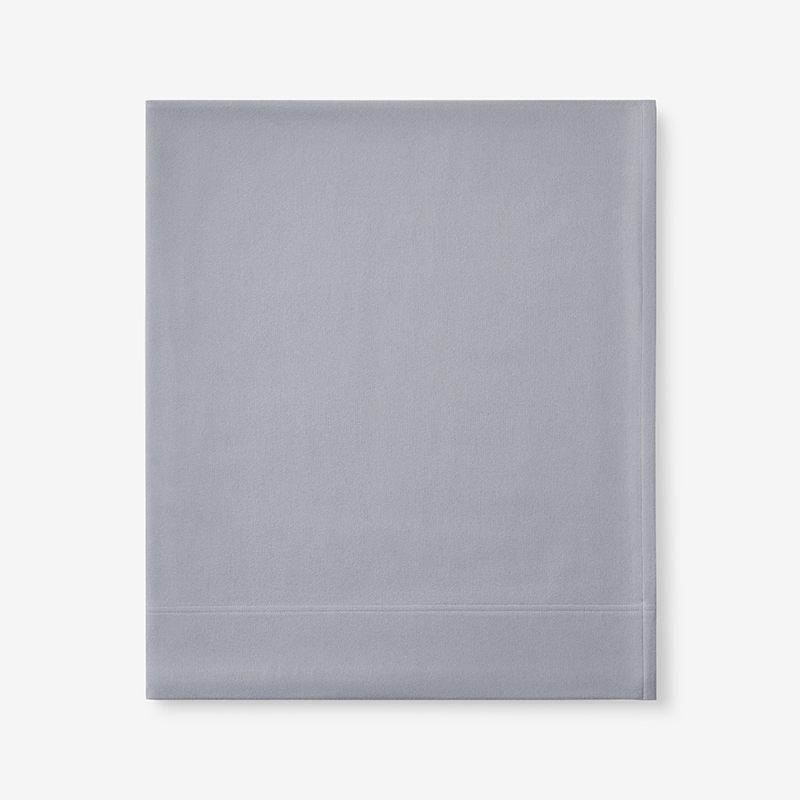 The Company Store Luxe Ultra-cozy Cotton Flannel Deep Pocket Flat Bed Sheet In Gray