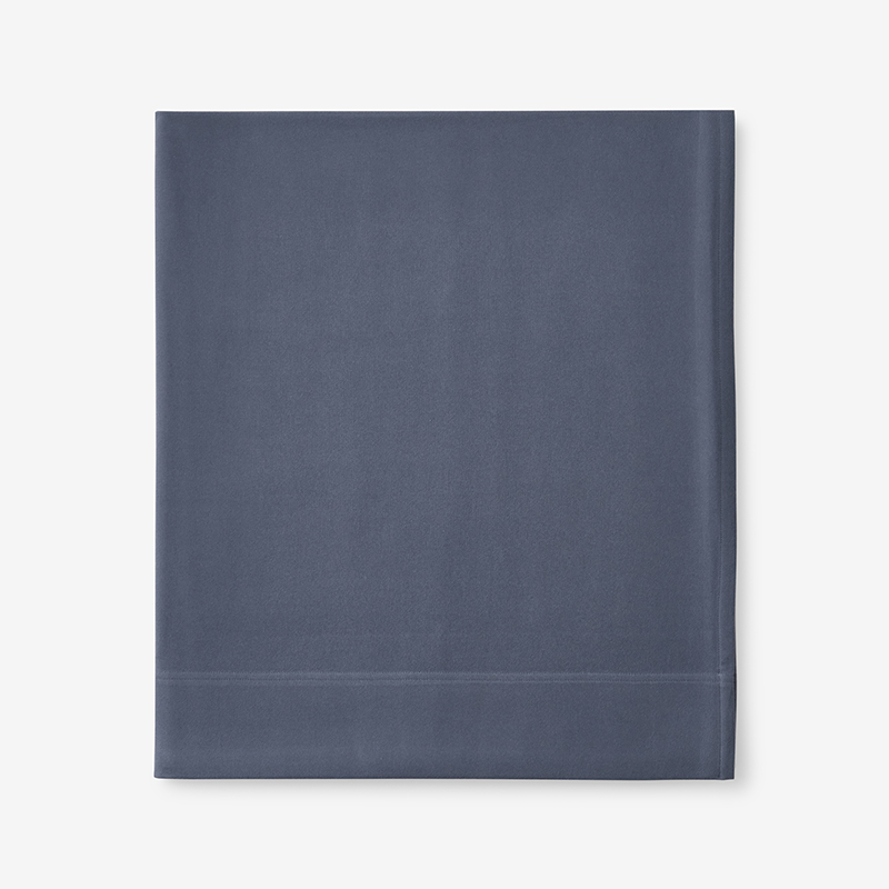THE COMPANY STORE LUXE ULTRA-COZY COTTON VELVET COTTON FLANNEL FLAT BED SHEET SLATE BLUE, DEEP POCKET KING | THE COMPA