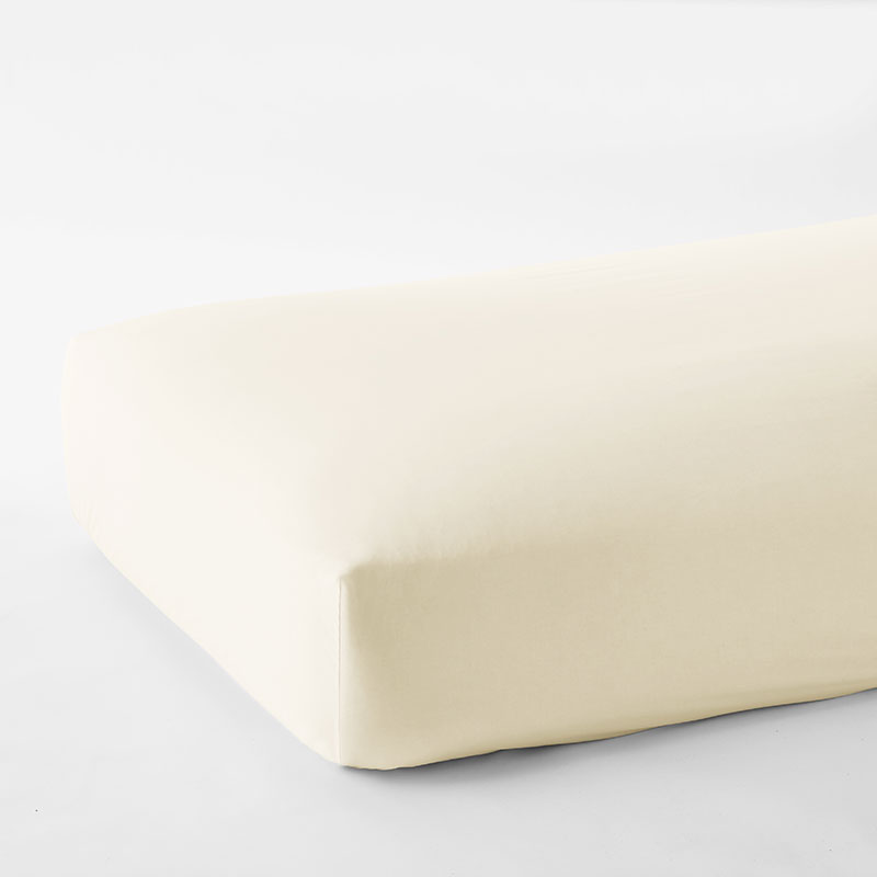 The Company Store Premium Smooth Organic Cotton Sateen Fitted Bed Sheet In Ivory