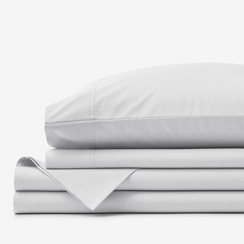 Premium Cool Supima  Cotton Percale Deep Pocket Bed Sheet Set - Pearl Gray, Queen