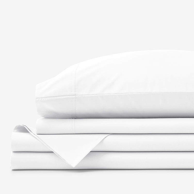 Premium Cool Supima  Cotton Percale Bed Sheet Set - White, Queen