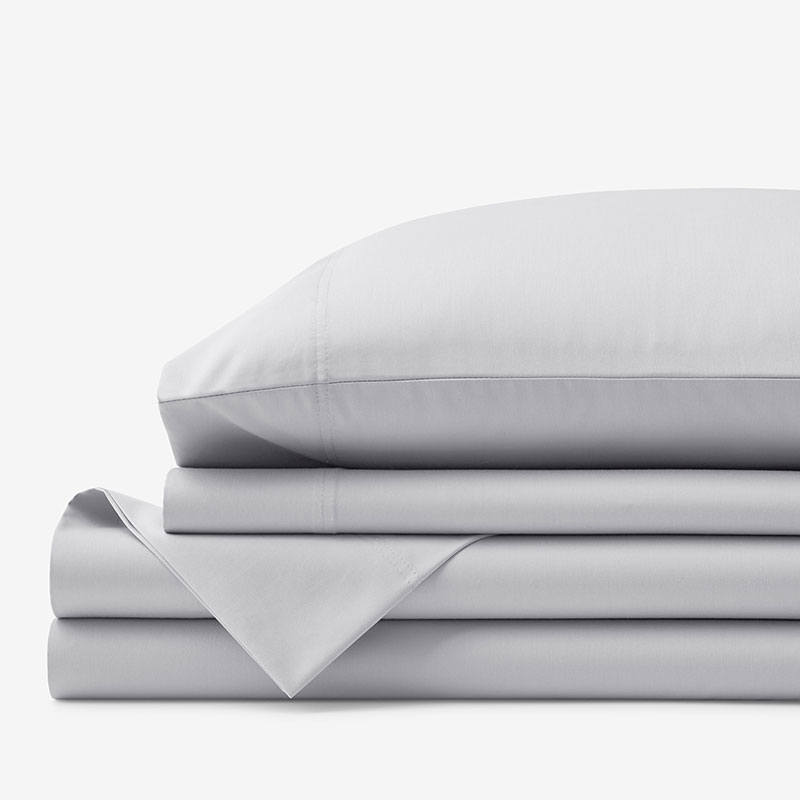 The Company Store Classic Smooth Wrinkle-free Sateen Bed Sheet Set In Gray Mist