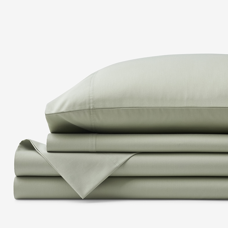 Company Cotton™ Wrinkle-Free Sateen Sheet Set - Laurel Green, King | The Company Store