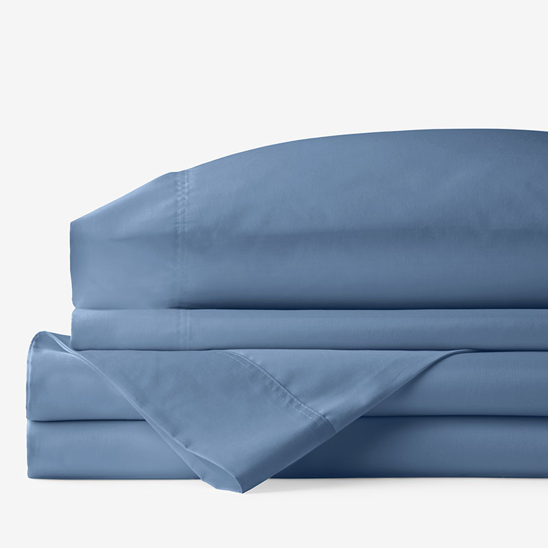 The Company Store Classic Smooth Rayon Made From Bamboo Sateen Bed Sheet Set In Blue Horizon