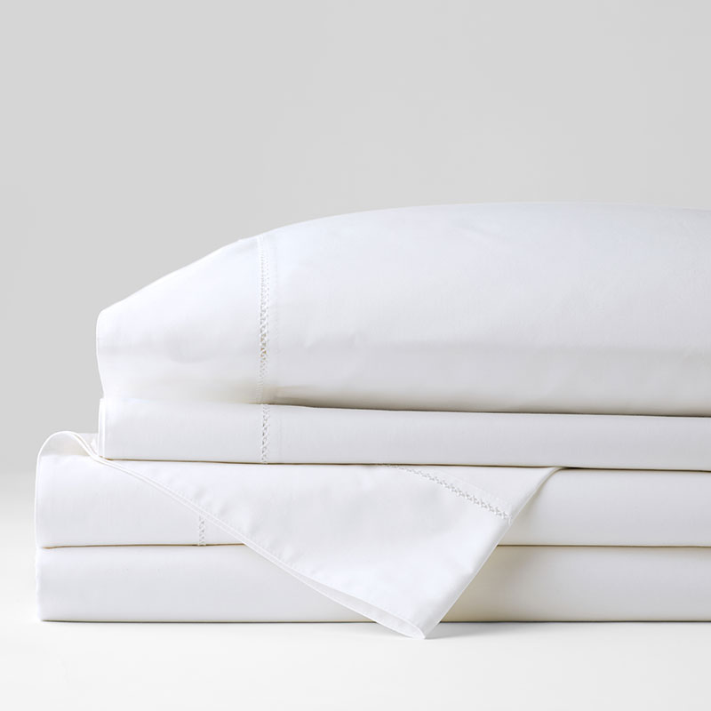 Classic Smooth Organic Cotton Sateen Bed Sheet Set - White, Queen