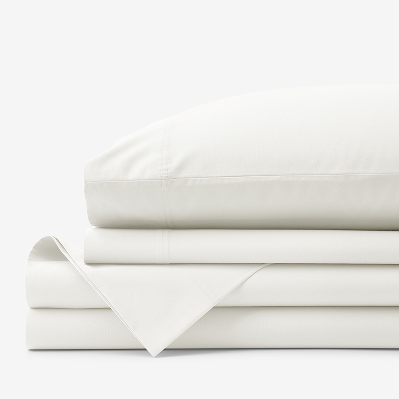 The Company Store Premium Cool Organic Cotton Percale Bed Sheet Set In Ivory