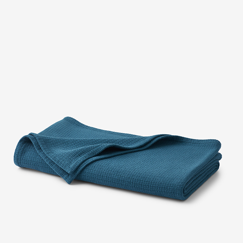 The Company Store Cotton Weave Blanket In Blue/teal/turquoise