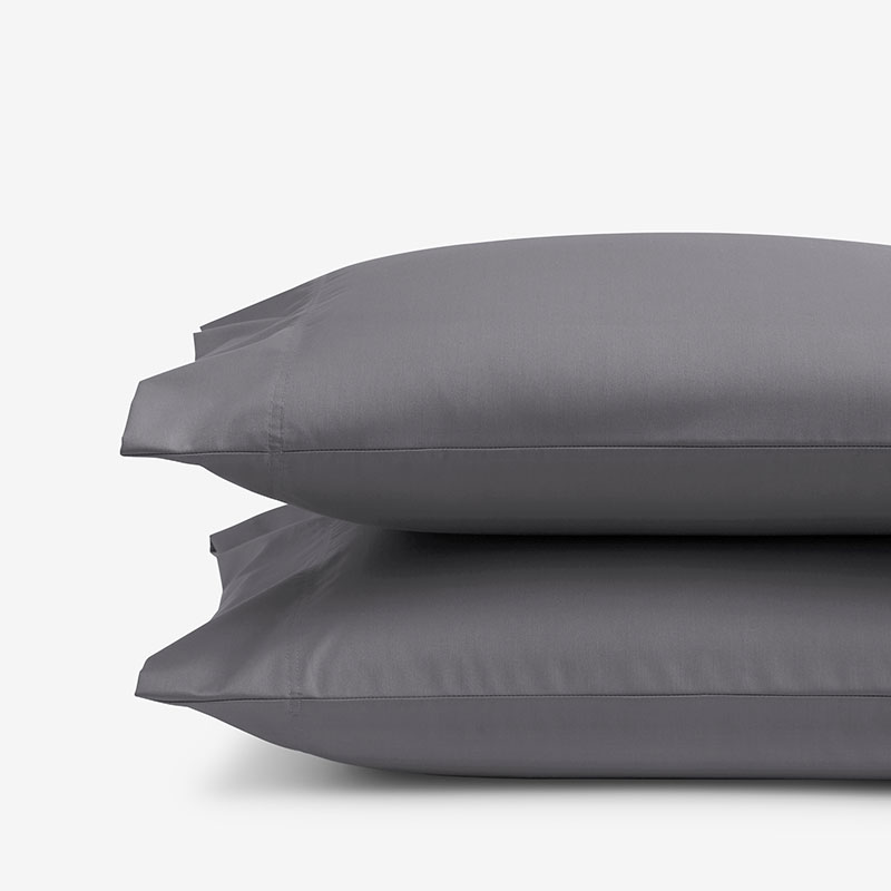 The Company Store Classic Smooth Wrinkle-free Sateen Pillowcase Set In Stone Gray