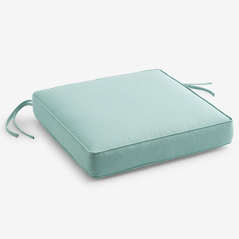 The Company Store Replacement Boxed Edge Chair Cushion In Teal/turquoise Blue
