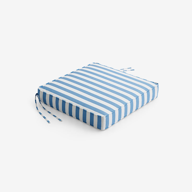 The Company Store Replacement Boxed Edge Chair Cushion In Blue/white