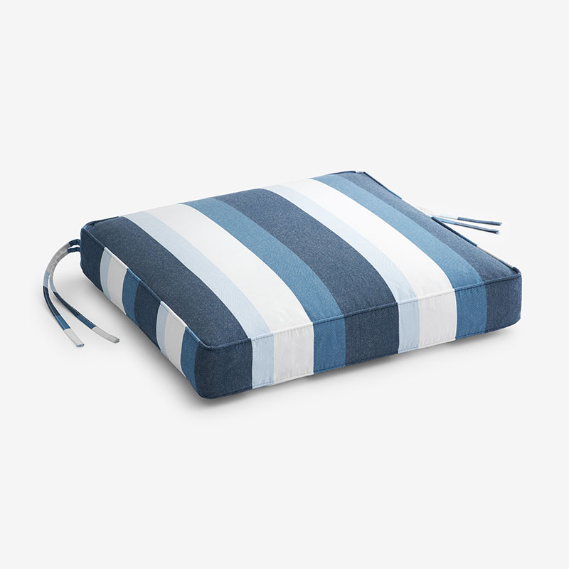 The Company Store Replacement Boxed Edge Chair Cushion In Blue/ivory
