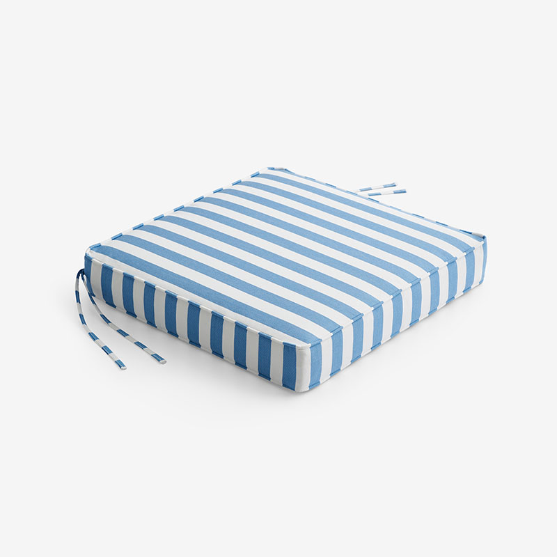 The Company Store Replacement Boxed Edge Chair Cushion In Blue/white