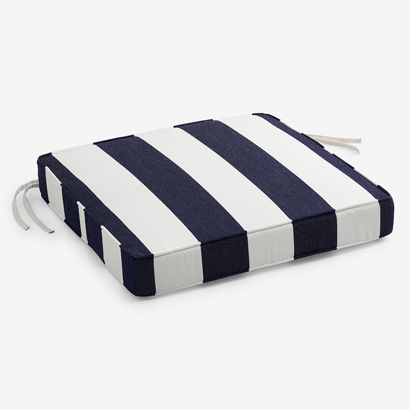 The Company Store Replacement Boxed Edge Chair Cushion In Blue/white