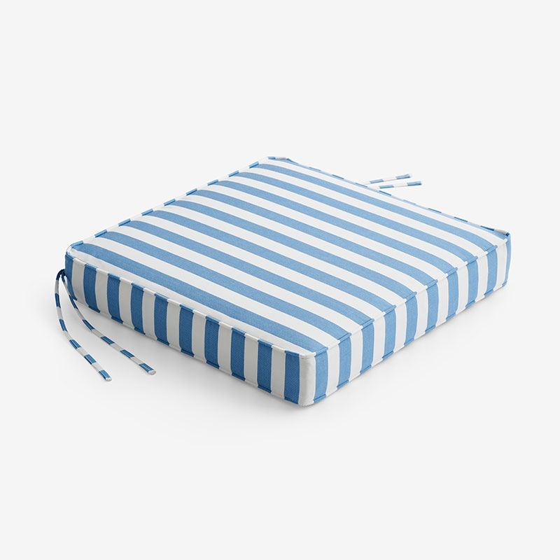 The Company Store Replacement Boxed Edge Chair Cushion In Blue/white