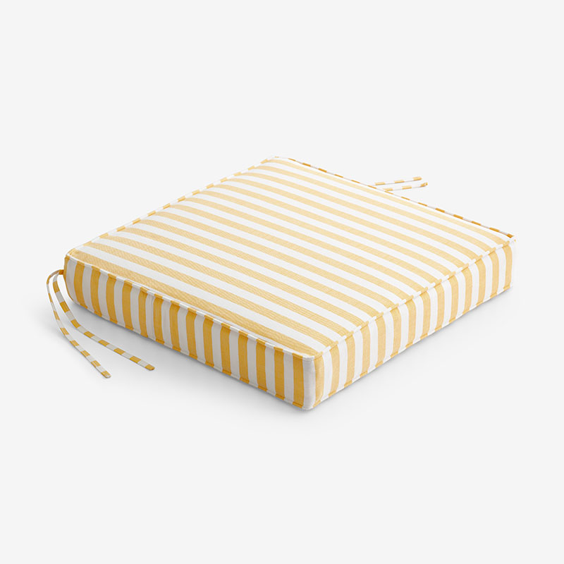 The Company Store Replacement Boxed Edge Chair Cushion In White/yellow