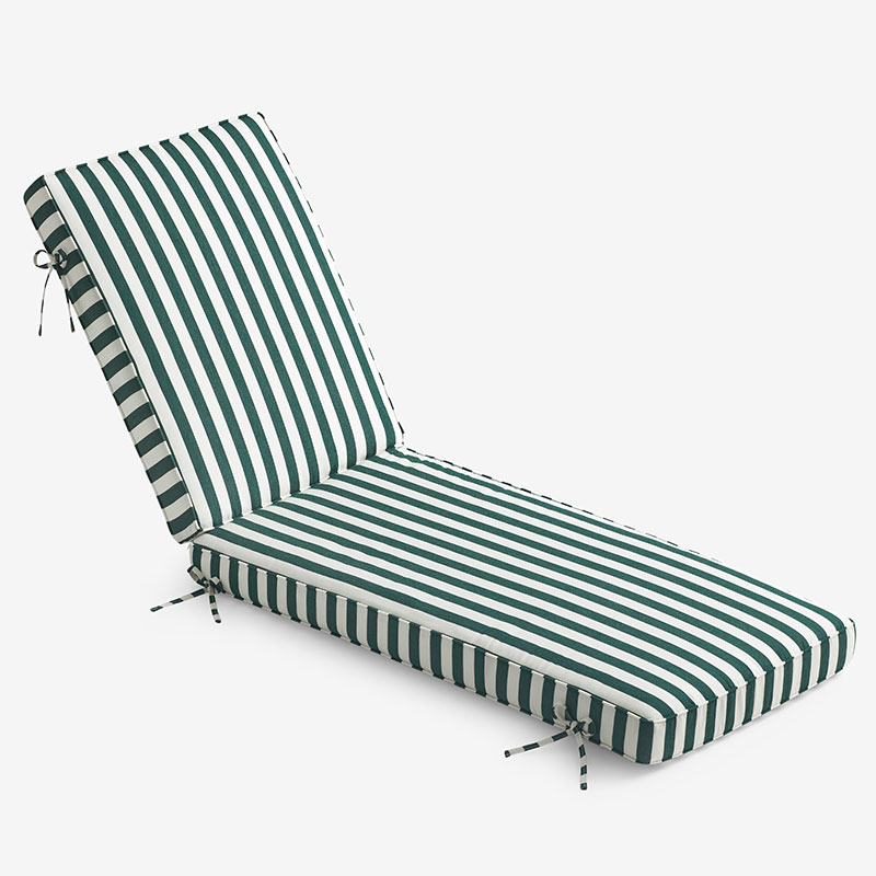 The Company Store Chaise Lounge Cushion In Green/white