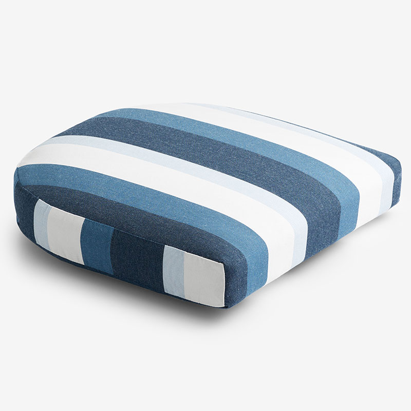 The Company Store Contour Chair Cushion In Blue/ivory