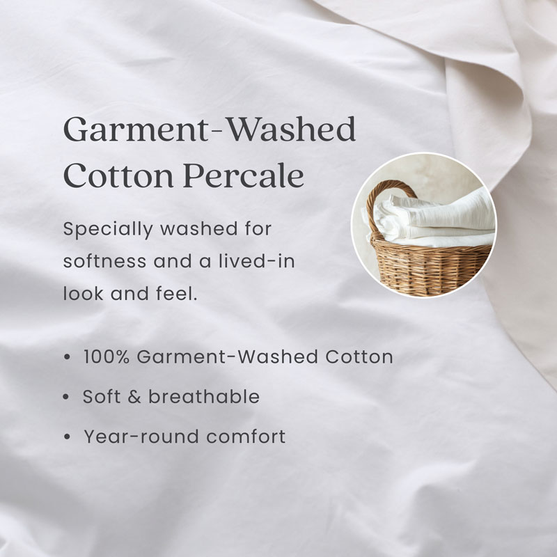 Solid Garment Washed Cotton Percale Bed Sheet Set-TheCompanyStore|62828