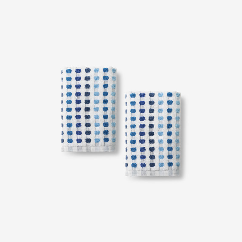 The Company Store Spectrum Washcloths, Geometric, Pattern Print, Set Of 2 In Blue