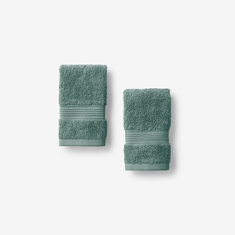 The Company Store Regal Egyptian Cotton Washcloths, Set Of 2 In Jade Green
