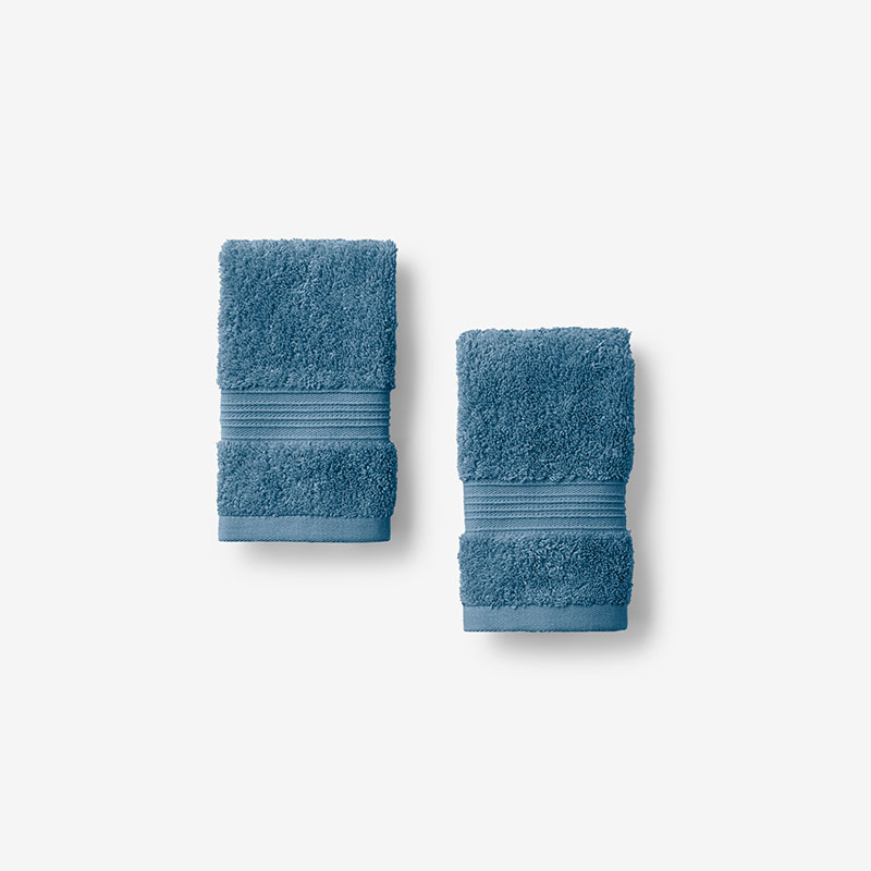 The Company Store Regal Egyptian Cotton Washcloths, Set Of 2 In Ocean Blue
