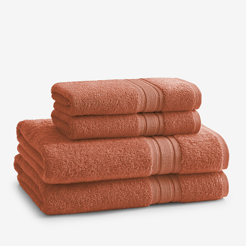 The Company Store Turkish Cotton 4-piece Bath & Hand Towel Set In Orange/coral