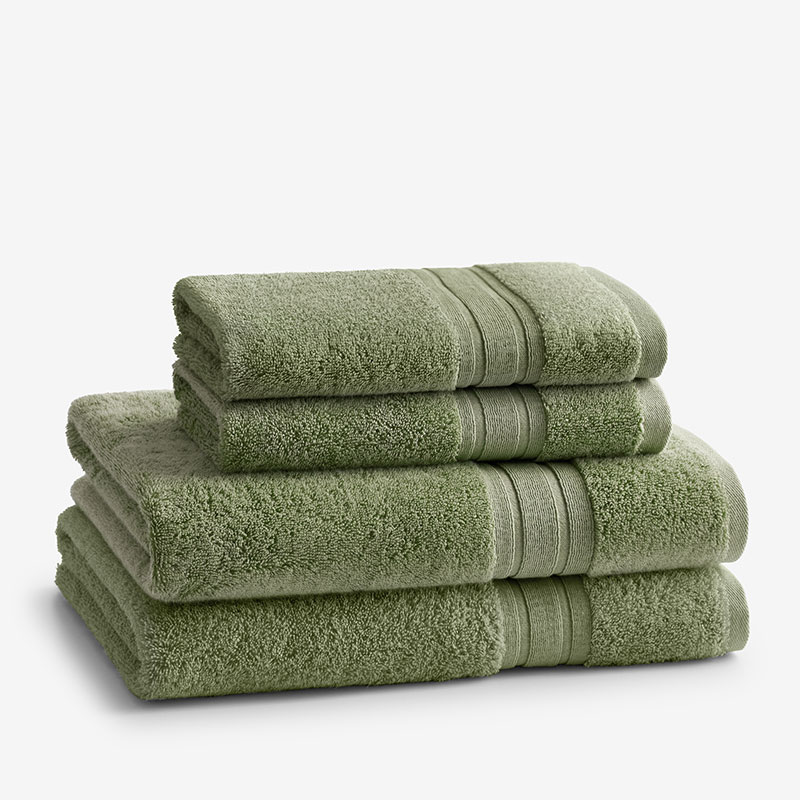 The Company Store Turkish Cotton 4-piece Bath & Hand Towel Set In Marsh Green