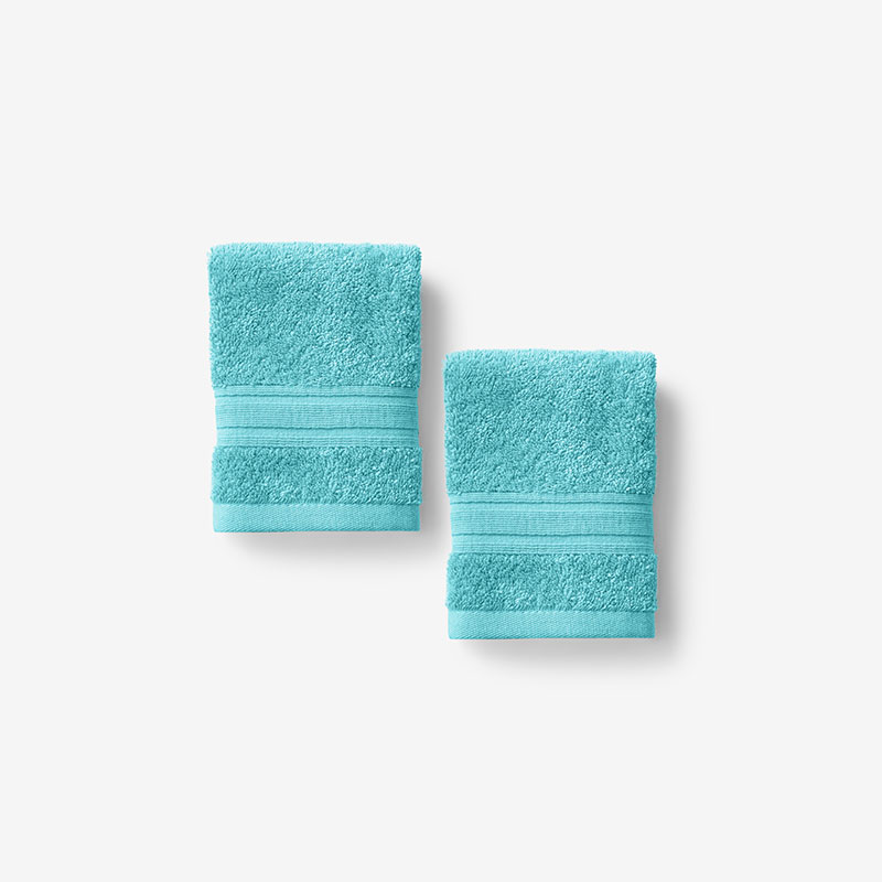The Company Store Turkish Cotton Washcloths, Set Of 2 In Blue/teal/turquoise