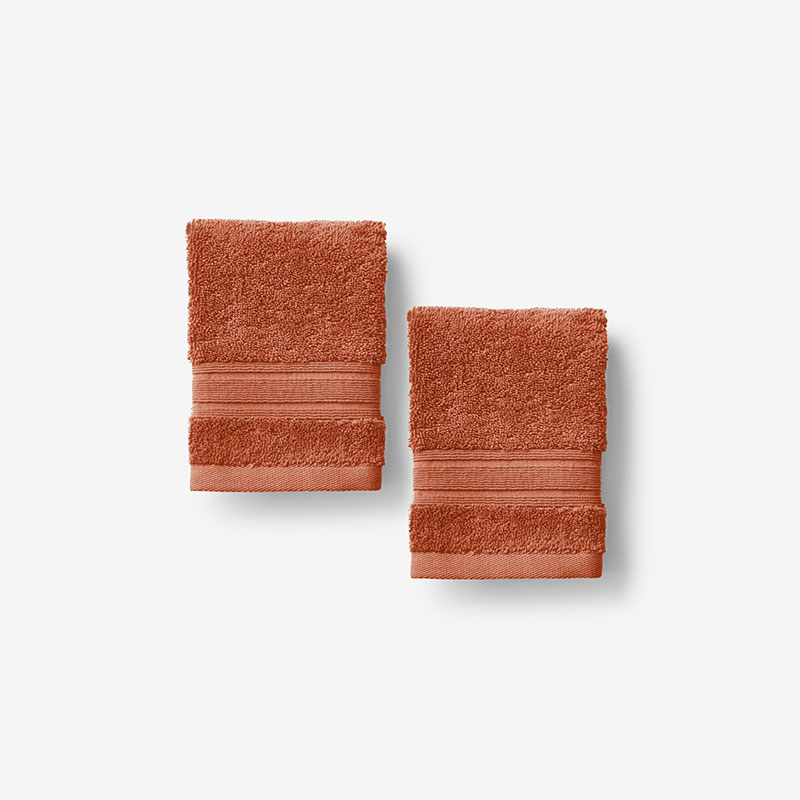 The Company Store Turkish Cotton Washcloths, Set Of 2 In Orange/coral
