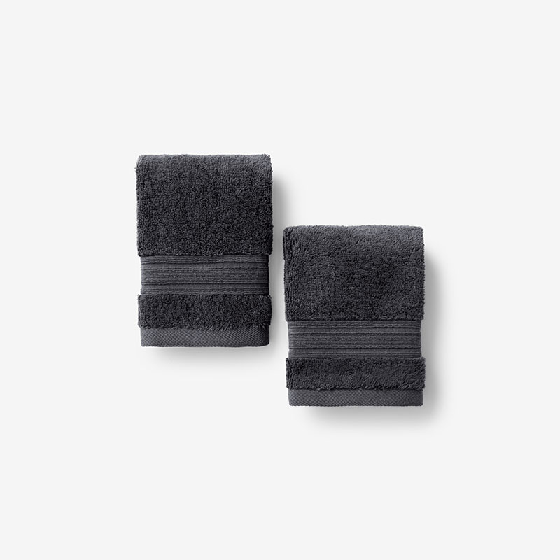 The Company Store Turkish Cotton Washcloths, Set Of 2 In Pewter Gray